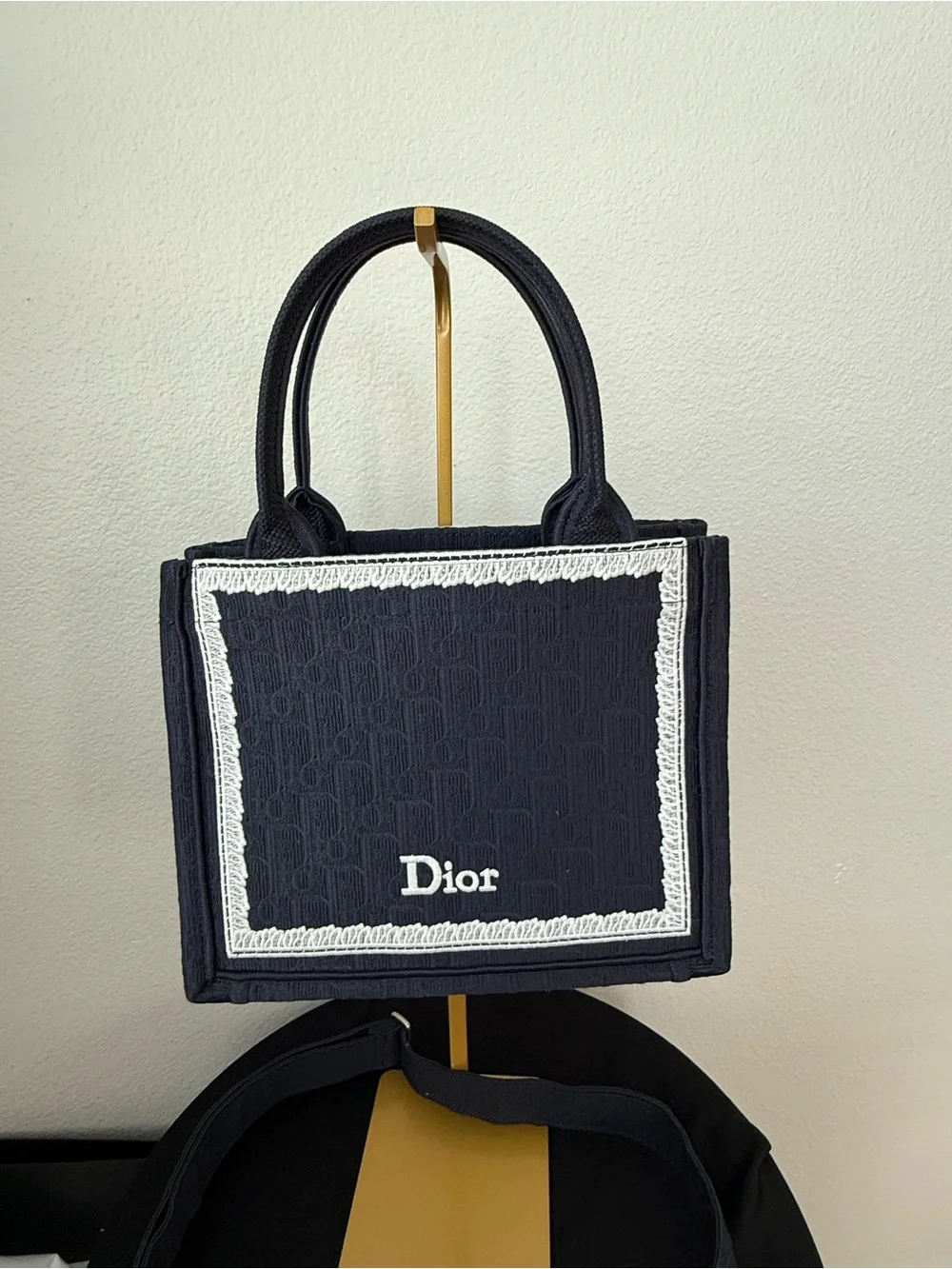 Dior Navy & White Embroidered Tote